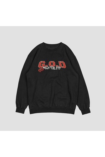 Vordevia G.O.D Mentality Printed Oversize 0 Collar Sweatshirt