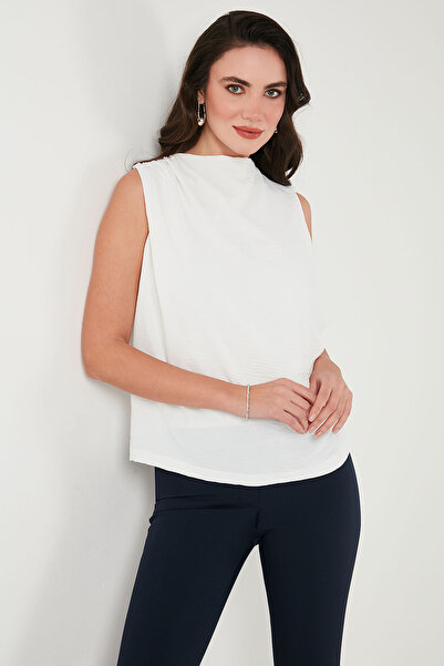 Lela Bluză slim cu guler vertical cu umeri BLUZĂ 6527836