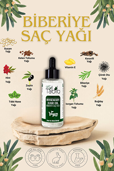 mytabib Biberiye Saç Yağı |Saç Dökülmesi ve Yıpranmış Saçlar için Hızlı Saç U...