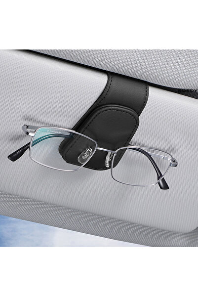 Sneezy Araç İçi Gözlük Tutucu Deri Manyetik Kart ve Gözlük Tutucu Klips Oto G...