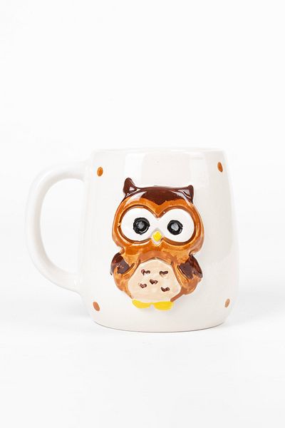Loomart Handmade Ceramic Mug Cup with 3D Owl Figure 400 ml