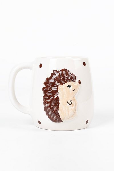 Loomart Handmade Ceramic Mug Cup with 3D Hedgehog Figure 400 ml