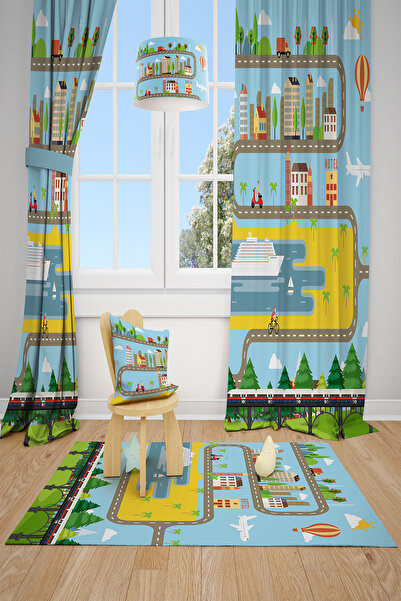 BelezaHome ستارة خلفية لغرفة الأطفال مزخرفة باللون الأزرق