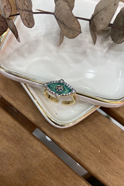 AURA ATELIER خاتم العين بتصميم المينا الخضراء من الفولاذ