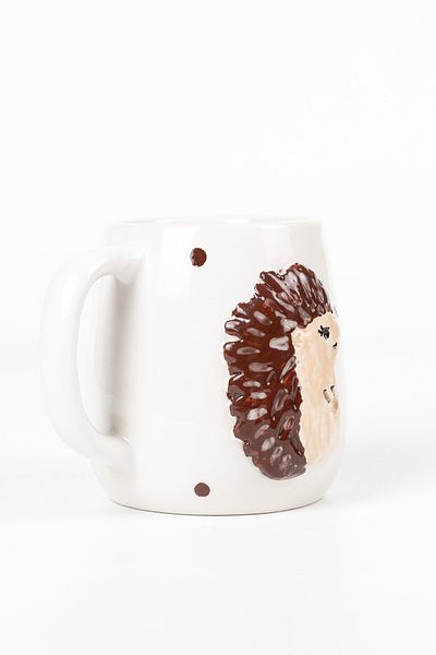 Loomart Handmade Ceramic Mug Cup with 3D Hedgehog Figure 400 ml