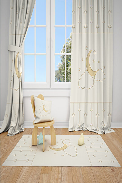 BelezaHome ستارة خلفية لغرفة الأطفال مزخرفة على شكل نجمة القمر والليل السحري