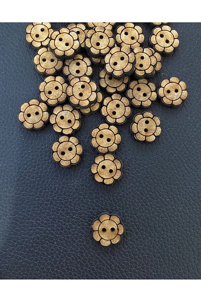 yalıgraf 15mm 20Pcs Wooden Daisy Amigurumi Doll Button