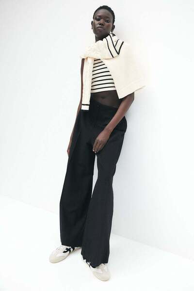 H&M Wide linen-blend trousers