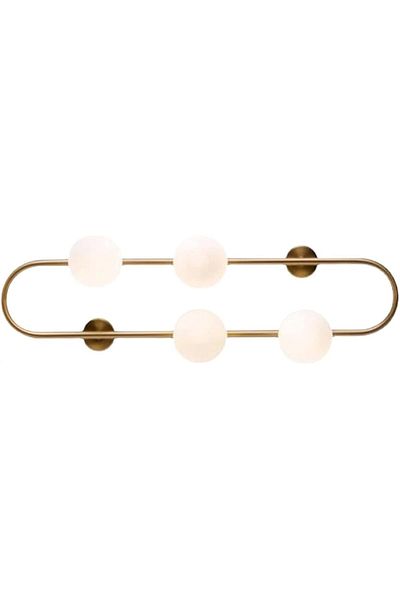 A F N LIGHTING A F N LIGHTINGS Capsule-Shaped Wall Lamp, 4-Light Metal E27 Fixture with White Glass Shade