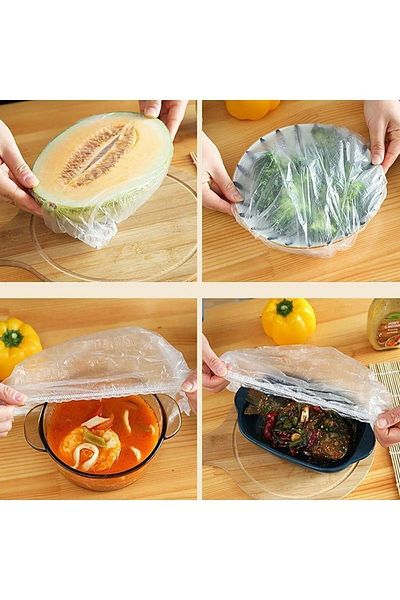 lawrenceshop 100Pcs Practical Freshness Preserving Pots and Saucers Cap |   Multi-Purpose Cover Food Bonnet Bag