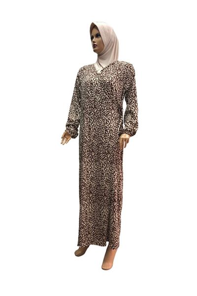 eflin Hijab Clothing Prayer Dress - Brown/Cream, Patterned Wrapped Lace