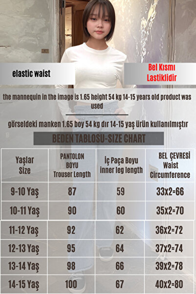 Pantulux Kız Çocuk Esnek Belli, Geniş Paça %100 Pamuk Kot Pantolon - Rahat ve Şık