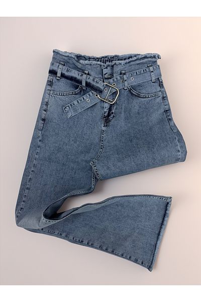 Pantulux Blugi pentru fete, 100% bumbac, cu talie elastică și picioare largi - comozi și stilați
