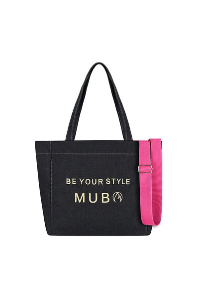 MUBO 2 Compartment Shoulder Bag with Embroidery Detail - Hand and Arm Design