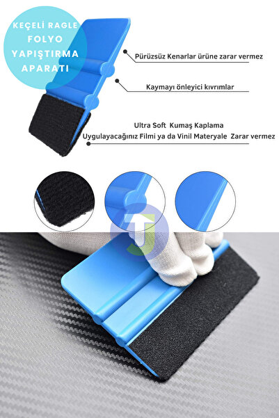 Technojet Keçeli Ragle Kendinden Yapışkanlı Folyo Duvar Kağıdı Cam Filmi Kaplama Uygulama Aparatı