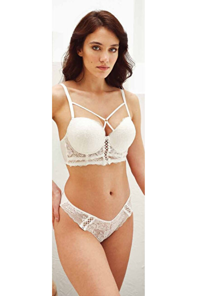 NightLove Anil Underwire Padded Padded Lace Detailed Bustier and Slip Set