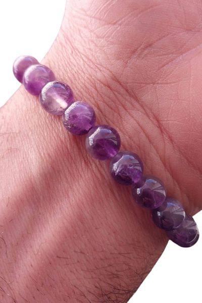 SEVENSLEEPERS Natural Stone Amatist Unisex Bracelet, 8mm, all sizes available