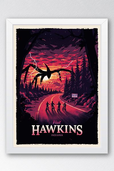 Saturn Stranger Things Hawkins Pictură înrămată - Poster de televiziune