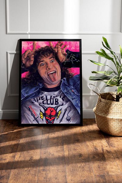Saturn Stranger Things Eddie Munson Framed Painting - Tv Series Poster Painting