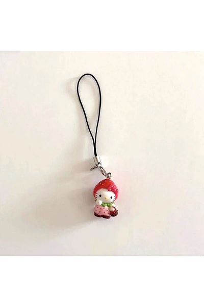Choice Hellokitty 1pcs Sanrio Hello Kitty Strawberry Mobile Phone Pendant Y2k Cute High-looking Fashion Dec