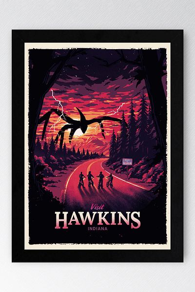 Saturn Stranger Things Hawkins Framed Painting - Tv Series Poster Painting