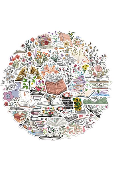 Choice 50pcs 50pcs Pack Cartoon Flower In Book Sticker Vinyl Waterproof For Water Bottle Laptop Scrapbookin