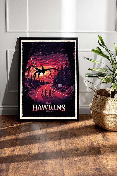 Saturn Stranger Things Hawkins Framed Painting - Tv Series Poster Painting