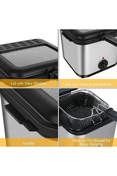 fulina Deep Fryer With Basket, 2.5L/2.64quart Electric Deep Fryer with Temperature Control