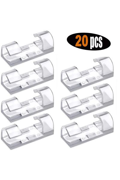 Choice مشبك شفاف 20 قطعة 40 قطعة من مشابك تنظيم الكابلات وإدارة الأسلاك وحامل الأسلاك وشحن USB