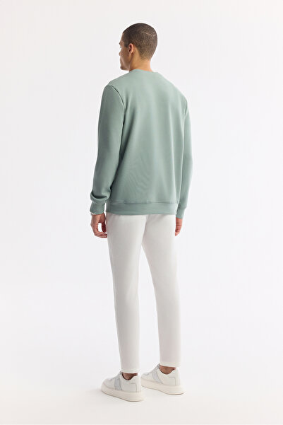 Avva Erkek Mint Yeşil Bisiklet Yaka Baskılı Bi-Stretch İnterlok Regular Fit Sweatshirt A51Y1235
