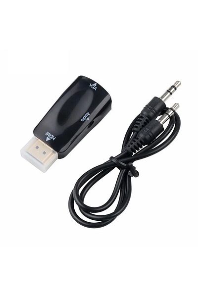 Choice 0.5m And Below Black Hdmi Compatible Vga Cable Converter, Male To Female Adapter, 3.5mm Jack, Audio,
