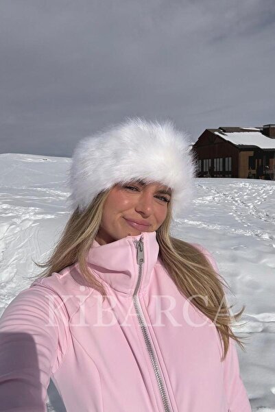 kibarca Trend White Winter Fur Russian Heart Long Hairy Plush Hat
