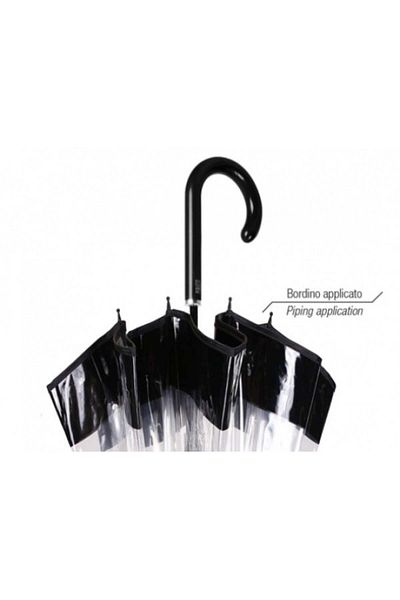 Perletti Umbrela dama automata Perletti forma cupola cu margine neagra