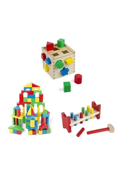 Melissa & Doug Σετ 3 κλασικών ξύλινων παιχνιδιών