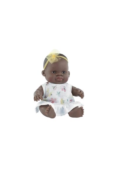 Miniland African girl baby doll 21 cm in dress, scented body, My Friends and Me collection