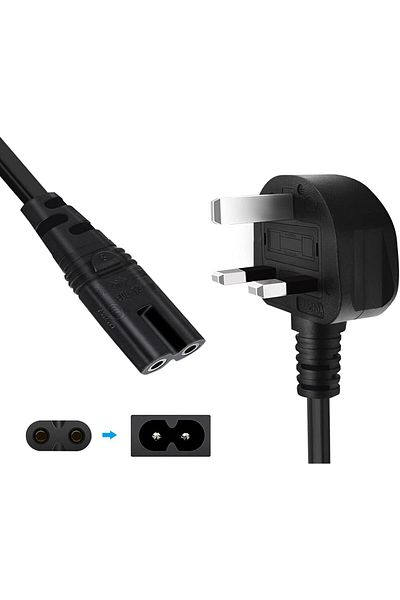 AWH UK 1.5M Figure 8 IEC C7 Power Cord for Xbox, PS4, PS5, TV, Printer, Sky Box, Samsung, LG, Sony