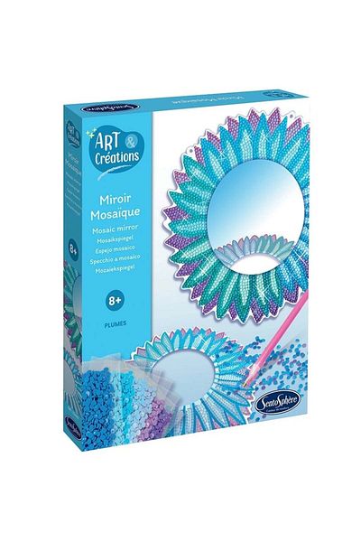 Sentosphere Creative kit with diamonds / rhinestones - Feather mosaic mirror