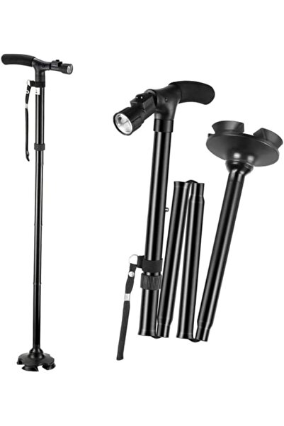 AWH عصا مشي قابلة للطي مع ضوء LED - عصا ألومنيوم قابلة للتعديل مع طرف محوري، ...