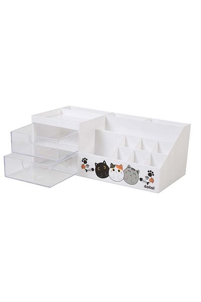 ITOTAL Desk organizer, kitty design, white, iTotal