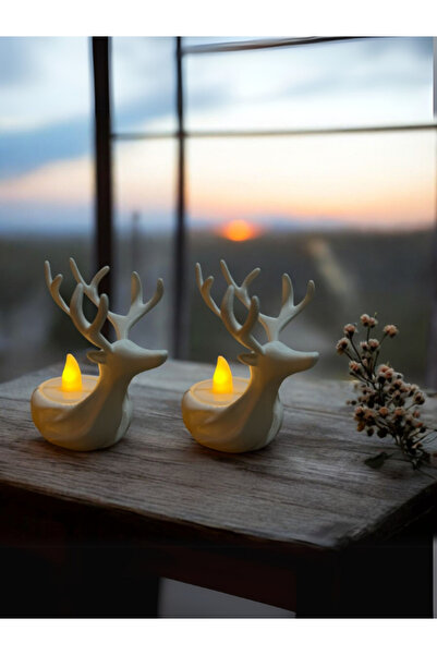 Printorium Dekoratif Işıklı Geyik Biblo Seti (2'li Set)