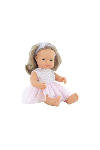Miniland Dark blonde Caucasian girl doll 38 cm in dress, scented body, My Friends and Me collection