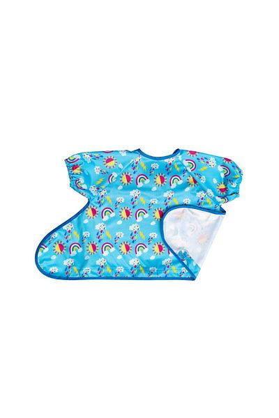 Tidy Tot Short sleeve bib with suction cups - Fluffy clouds