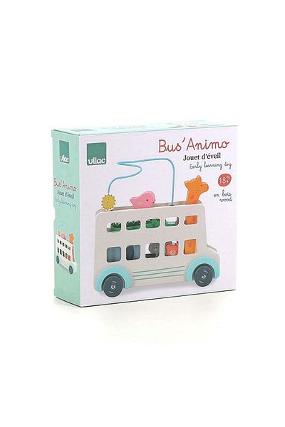 Vilac Skill game / fine motor skills - Bus with animals, design Sarah Betz