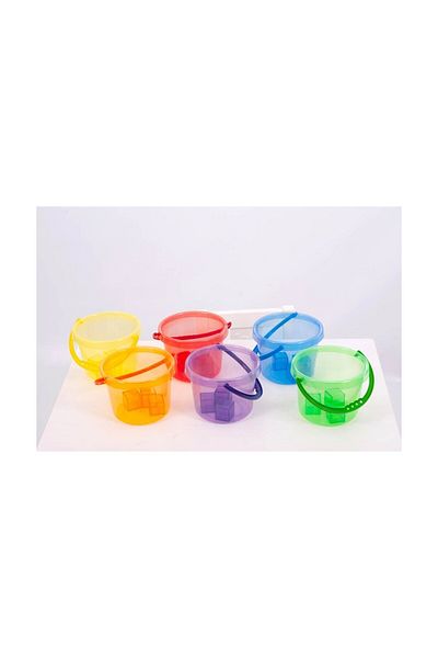 TickiT Set of 6 colored translucent buckets for sensory activities