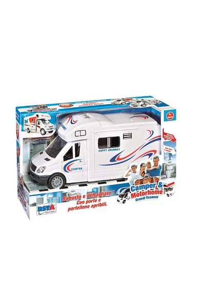 Organic Sisters Toys RS Toys Camper Caravan with friction, lights, sounds and opening doors, for children