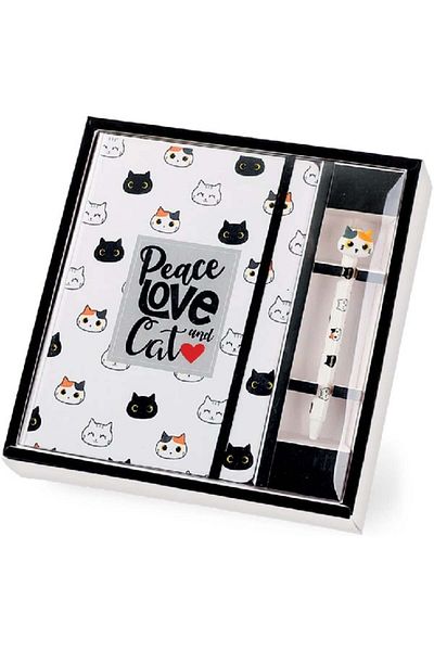 ITOTAL Gift set with A5 notebook and erasable pen, with kitty design,