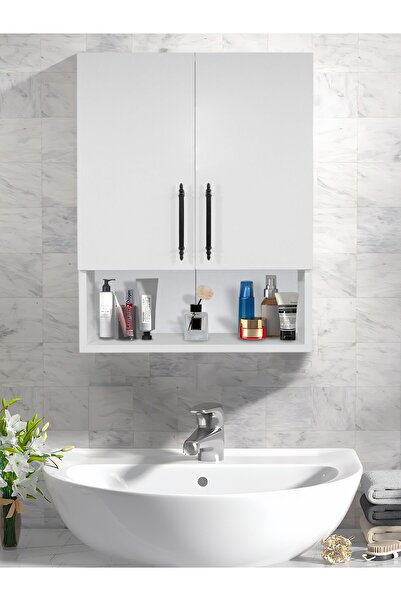 Genel Markalar 2 Kapaklı Banyo Dolabı, Çok Amaçlı Dolap, Banyo Ecza Dolabı ,Beyaz, AsudeHome