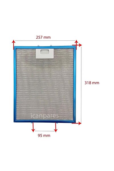 icanPARES 257x318 mm (25.7x31.8 cm) Arka Tırnak Arası 95 mm Aspiratör Davlumbaz Metal Yağ Filtresi, Samsung Uy