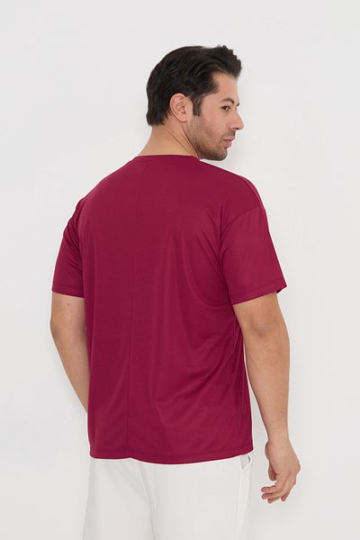Moda Işık Ανδρικό αθλητικό μπλουζάκι Claret Red - Στρογγυλή λαιμόκοψη και εμπριμέ χρώμα