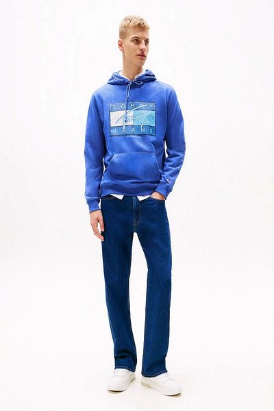 Tommy Hilfiger Tommy Jeans Tjm Reg Dna Flag Twıst Hood Ext Men's Blue Sweatshirt Dm0Dm21100C6E